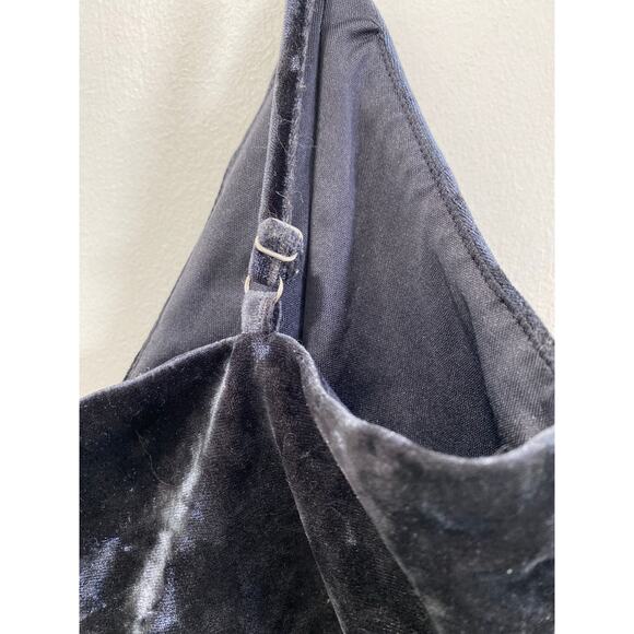 Retro Black Velour Velvet Bra Top Sz S Adjustable Straps Whimsigoth Renaissance - Picture 4 of 6